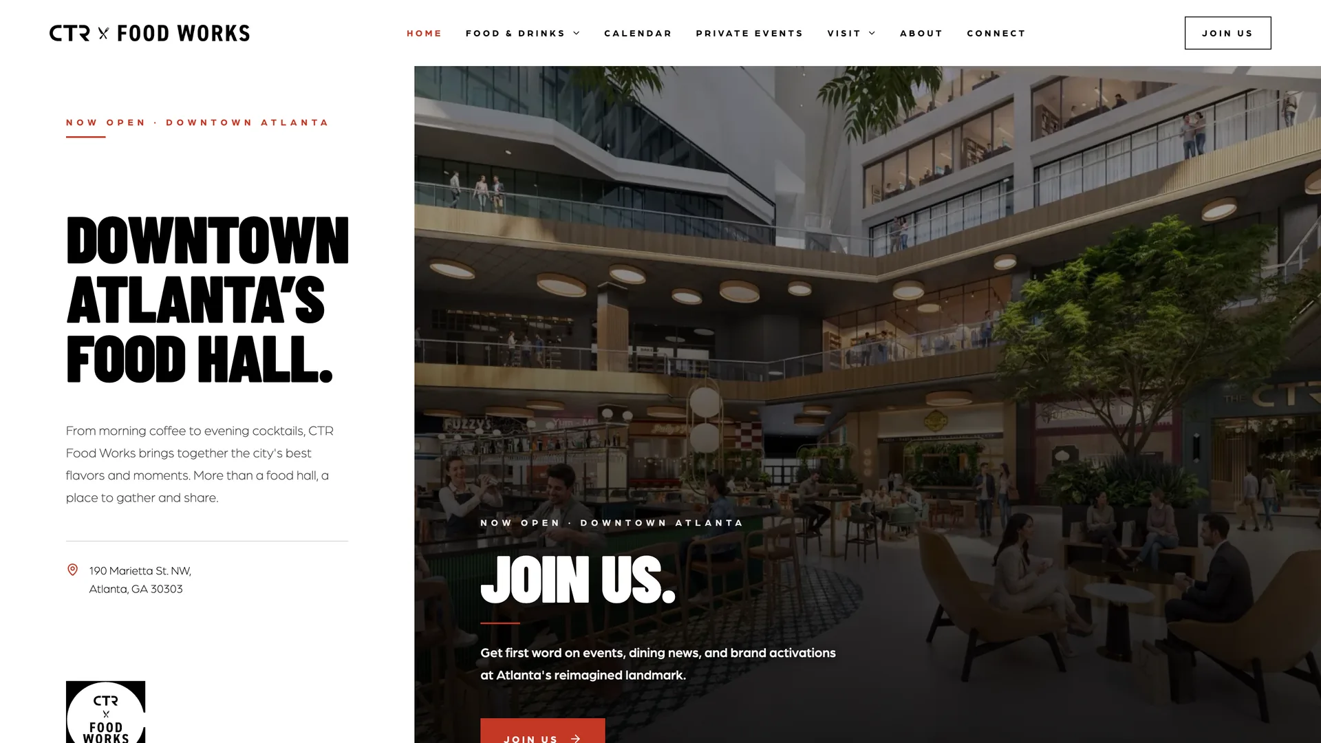 The CTR Food Works website, home page