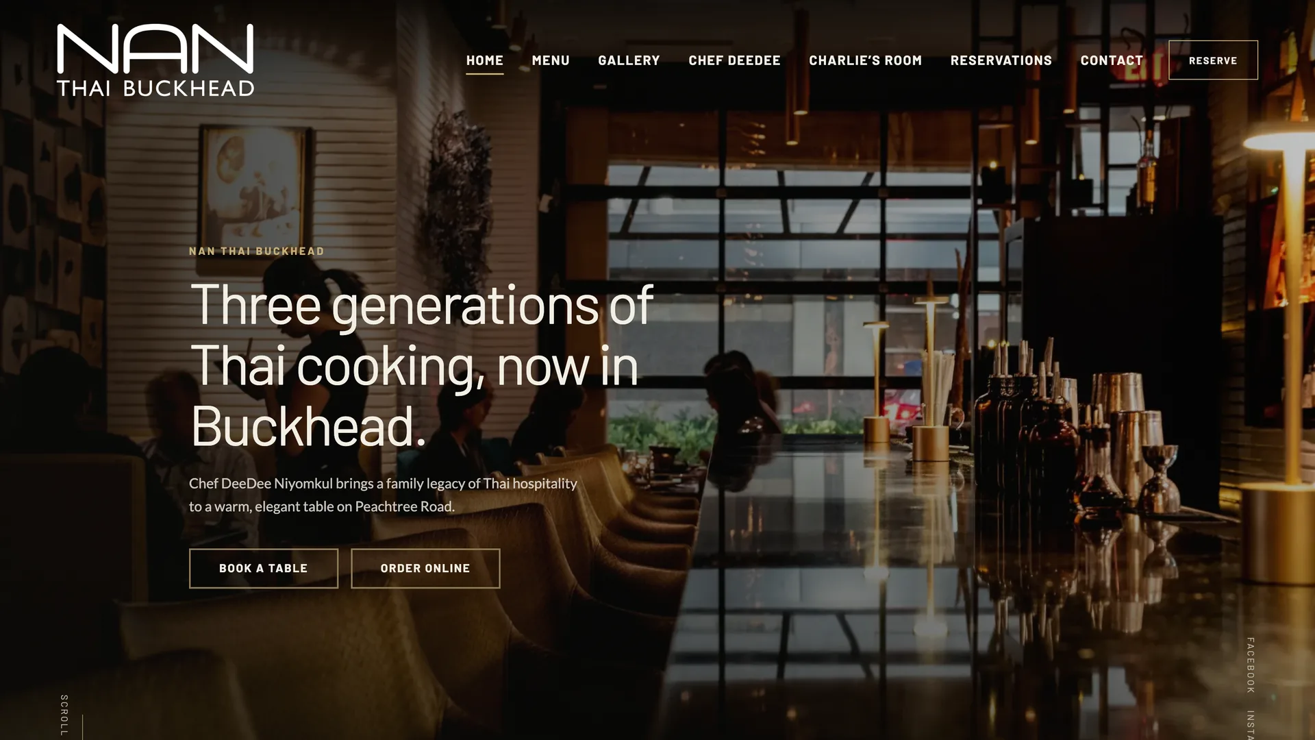 Le site de Nan Thai Buckhead, page d’accueil