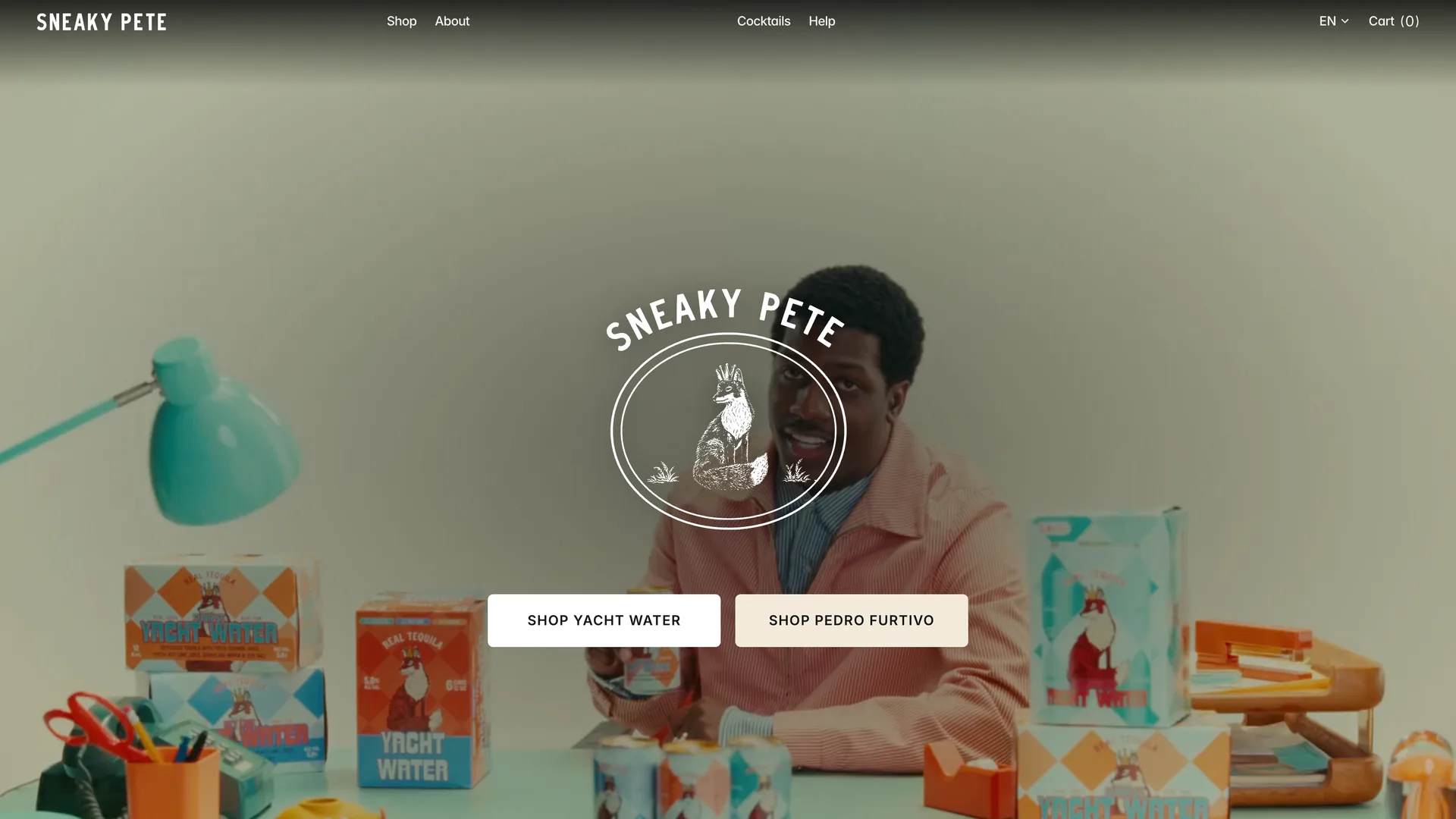 Le site de Sneaky Pete Spirits, page d’accueil